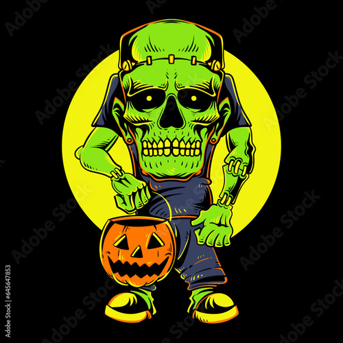 halloween design set element, halloween collection, frankenstein vector