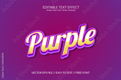 Purple 3d fully editable eps text effect template