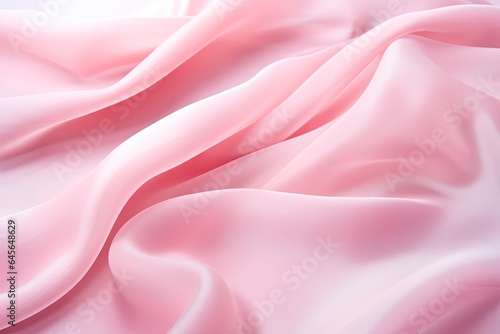 Light Pink Fabric Texture with Delicate Pleats and Waves. Wedding Background with Diagonal Folds, Chiffon, Organza, and Silk