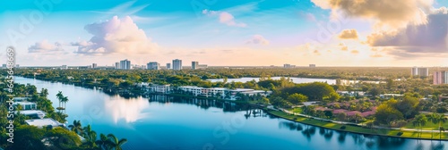 Pembroke Pines, Florida. Aerial View of Park with Sky and Lake in South US - Perfect Travel Destination