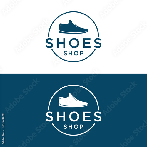 Men's shoe logo template design for running or sport.Logo for shoe shop, fashion and business.