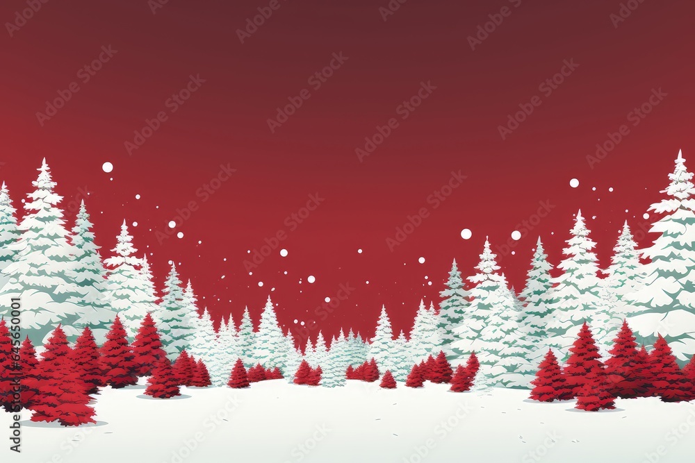 A Christmas card background image featuring a snowy forest against a vibrant Christmas red backdrop. Illustration A Christmas card background image featuring a snowy forest against a vibrant Christmas red backdrop. Illustration