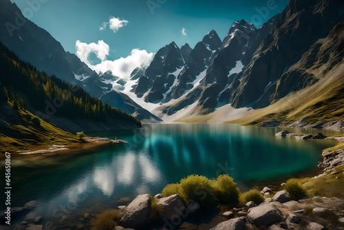 lake in the mountains generated by AI technology © Sabir