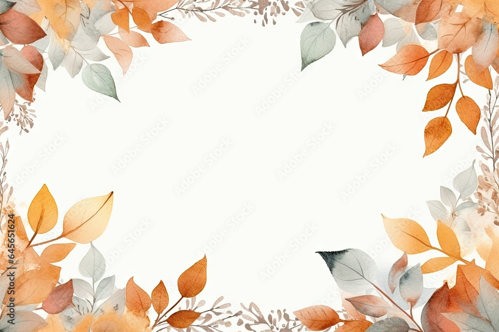 Autumn beauty. Vibrant leaves frame. Nature palette. Fall foliage in watercolor on white background. Leaves border Autumn beauty. Vibrant leaves frame. Nature palette. Fall foliage in watercolor on white background. Leaves border