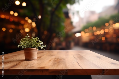 Wooden table with blurred liquor bar background