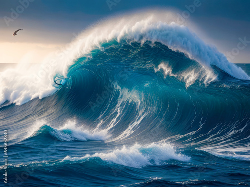 Powerful large ocean wave. tsunami