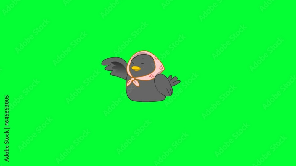 cute cartoon bird waving background and 2d animation, bird, animal, green screen cute cartoon bird waving background and 2d animation, bird, animal, green screen