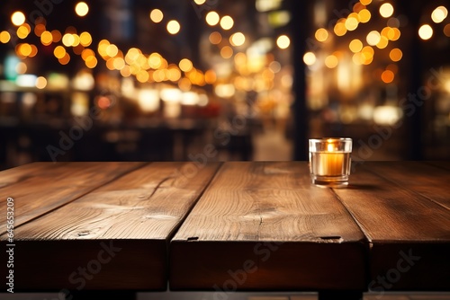 Beer style- bottle, beer in the glass and covers on wooden table. Free space for text. Top view photo
