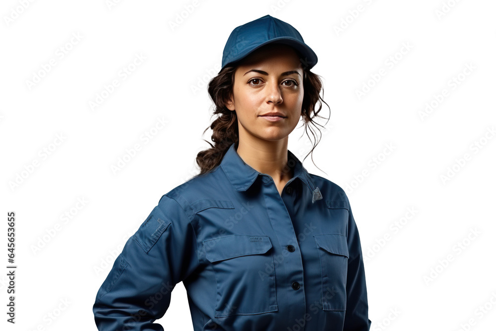 woman technician in work clothes with cap, png isolated on white transparent background woman technician in work clothes with cap, png isolated on white transparent background