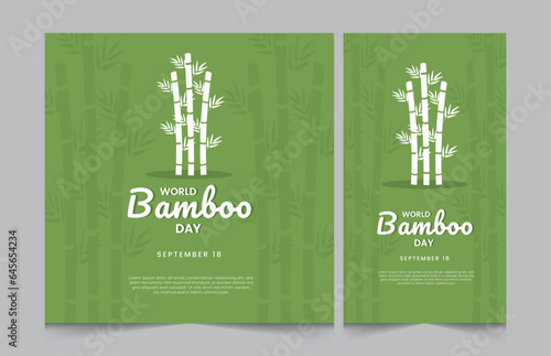 Set of bamboo day, instagram square banner and stories template, eps vector illustration eps 10