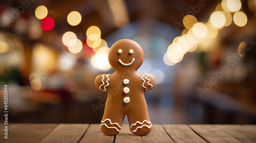 Cute christmas gingerbread person. Copy space. © SuperGlück