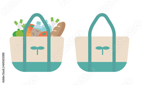 エコバックに入った野菜のイラストセット