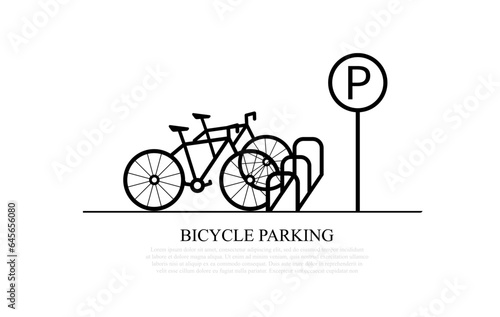 Parking for bicycles. Icon of a parking place for bicycles on the street. EPS10