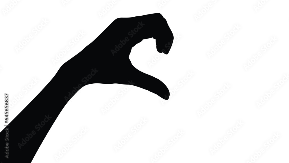 hand silhouettes isolated on white, silhouettes hands making sign heart by fingers isolated, hands gesturing black, Black hands silhouettes, vector illustration