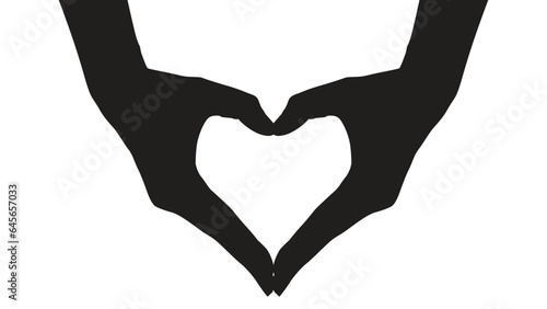 hand silhouettes isolated on white, silhouettes hands making sign heart by fingers isolated, hands gesturing black, Black hands silhouettes, vector illustration