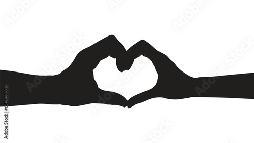 hand silhouettes isolated on white, silhouettes hands making sign heart by fingers isolated, hands gesturing black, Black hands silhouettes, vector illustration