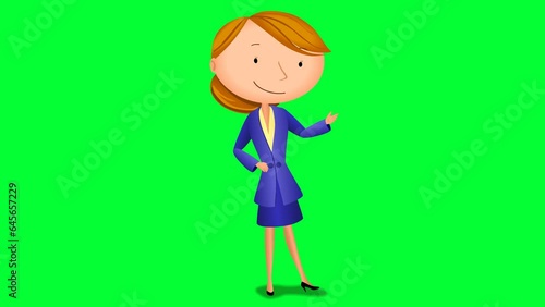 beautiful cartoon girl talking and explaining background and 2d animation, Cartoon character, cute lady, teacher talking, expressions, Education, women giving message