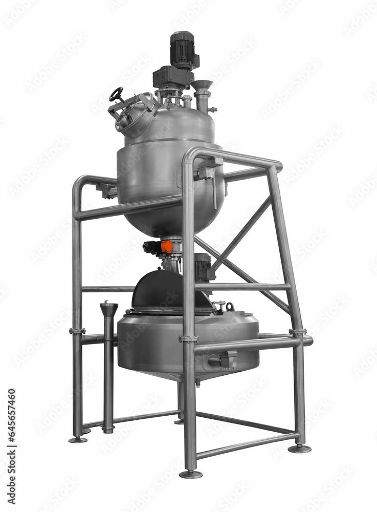 Industrial mixer in food industry, production line in food factory line conveyor machine isolated on white background Industrial mixer in food industry, production line in food factory line conveyor machine isolated on white background