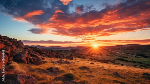 Panoramic sunrise, AI generated Image