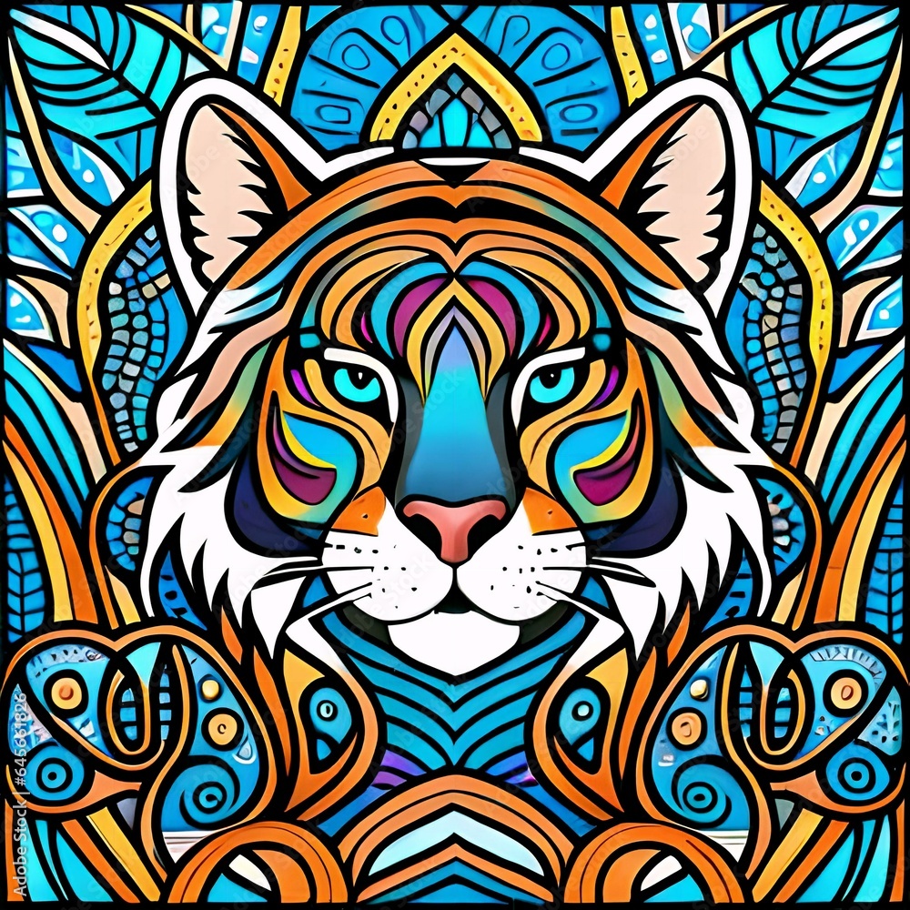A tiger head illustration, AI generated A tiger head illustration, AI generated