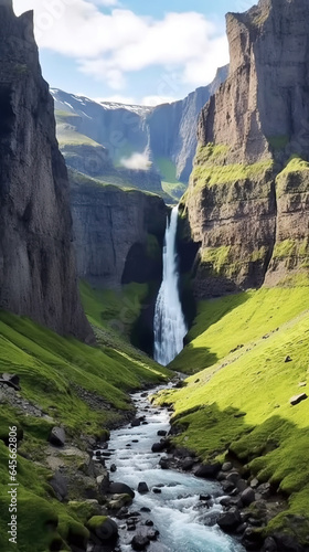 The Great Waterfall Falling From Mountains