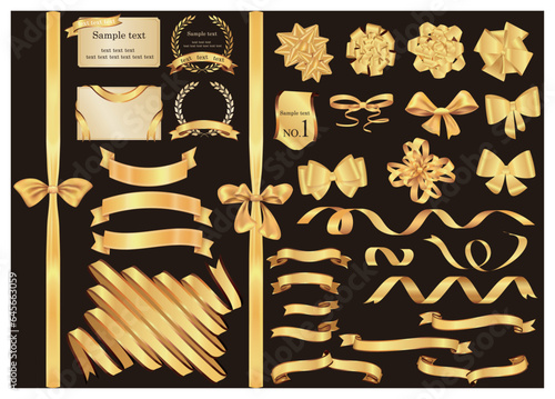 金のリボンとカードと月桂冠のセット