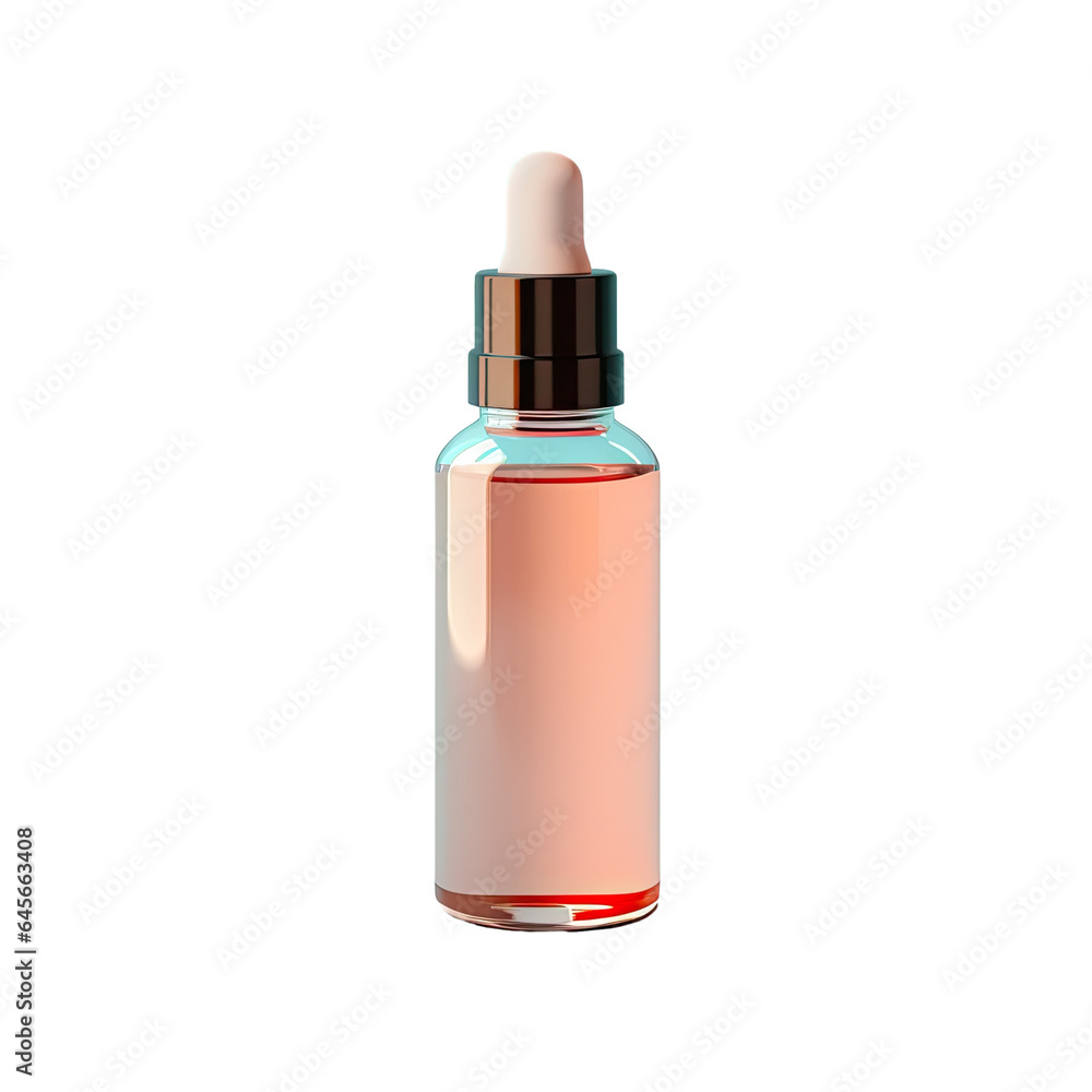 Dropper bottle displayed on a transparent background in a mockup Dropper bottle displayed on a transparent background in a mockup