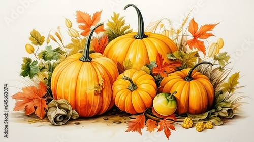 Watercolor autumn celebration illustration. Generative Ai