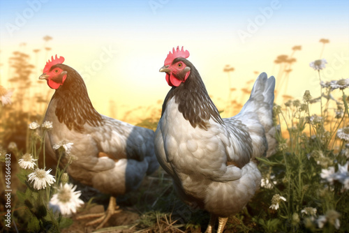 Bird chickens pasture hen poultry nature animal © VICHIZH