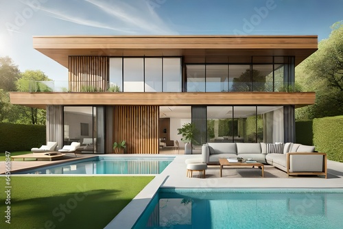 luxury home with swimming pool generated by AI