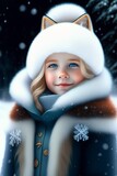 portrait of a little child in a winter hat