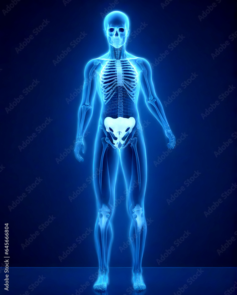 Futuristic Healthcare: Blue 3D Hologram X-ray Unveiling Human Anatomy ai generated image Futuristic Healthcare: Blue 3D Hologram X-ray Unveiling Human Anatomy ai generated image