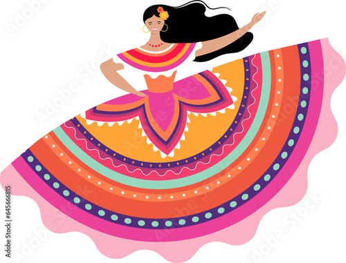 Dancer in Traditional Mexican Dress for National Hispanic Heritage Month and Cinco de Mayo Celebrations