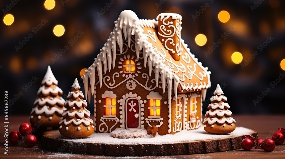 Cookie house with human cookies. Generative Ai