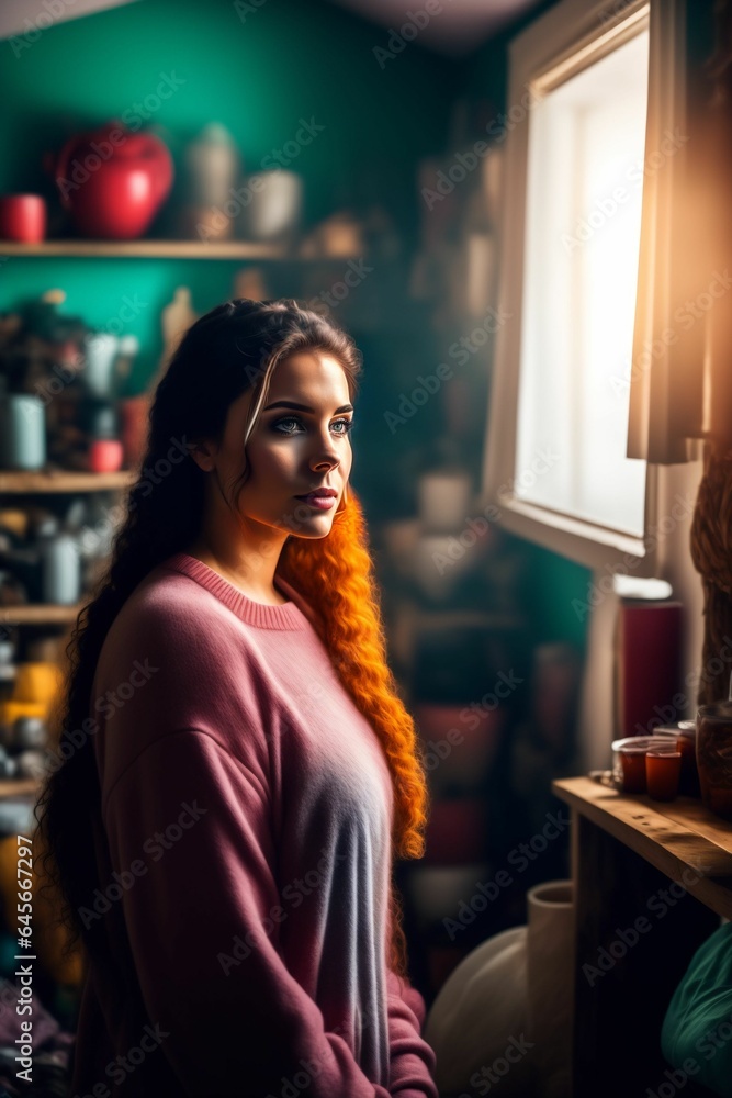 woman sitting on a bar counter woman sitting on a bar counter