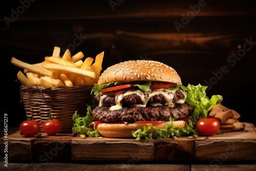 hamburger with salad