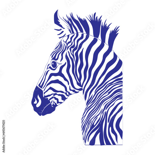Blue zebra doodle drawing illustration