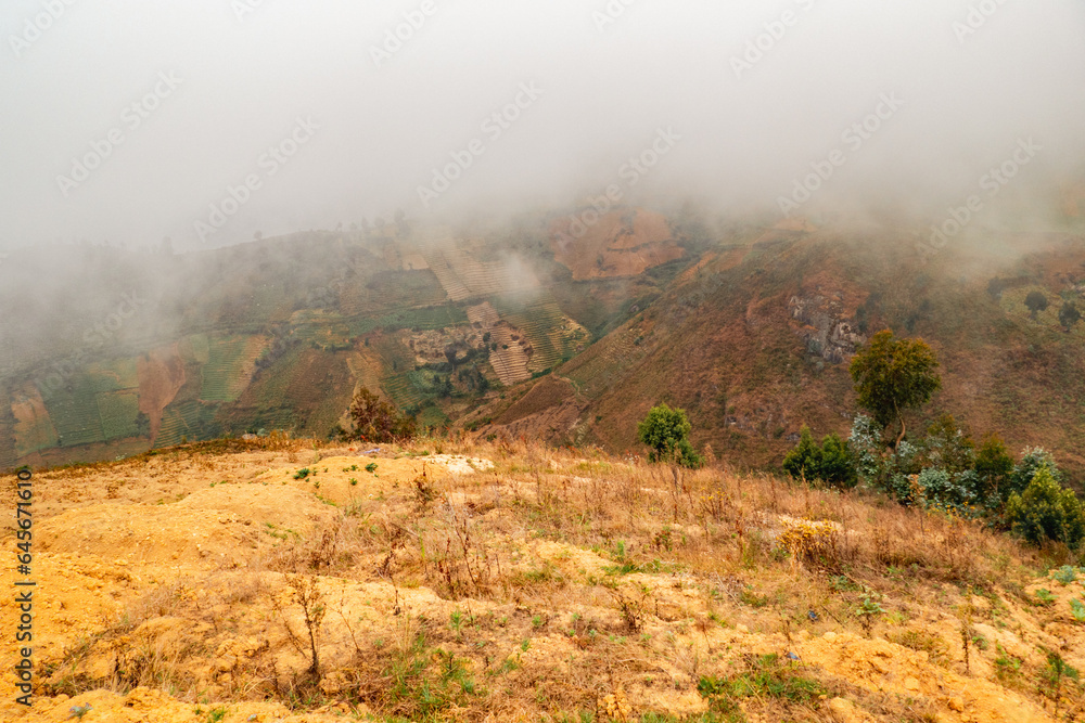 African landscapes with houses on the mountains in Morogoro Town in Tanzania