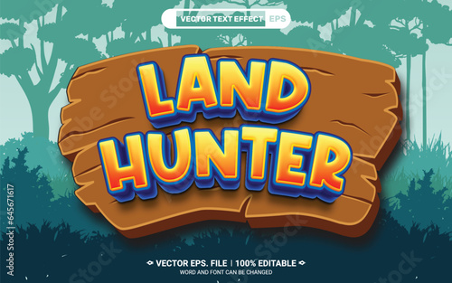 Land hunter 3d editable vector text effect with jungle background