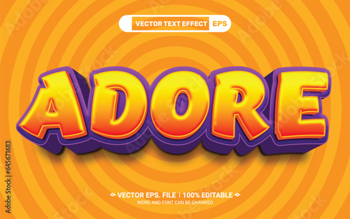Adore editable 3d comic vector text effect
