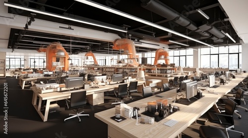 interior office co-working space design, Generative AI