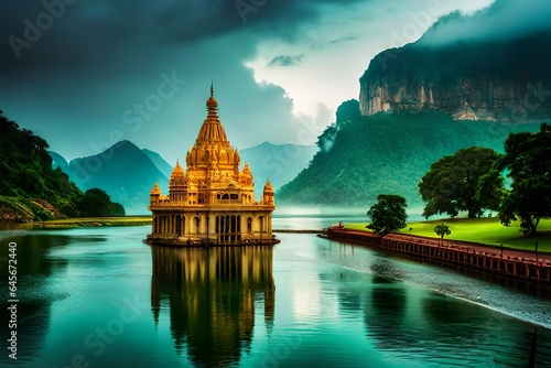 Temple in Thailand,Asia is best place for tourist between the river under the sky