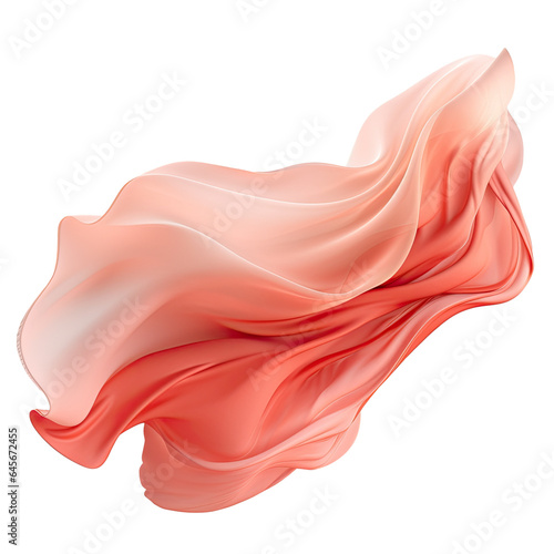 red silk or satin fabric flowing in the wind isolated on transparent background