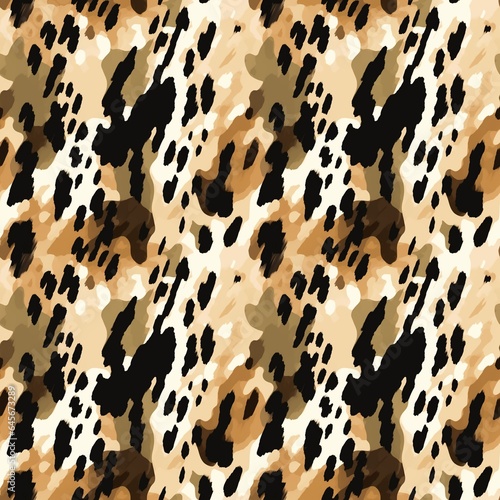 Background of leopard fur, in watercolor technique. Leopard skin texture, seamless pattern. For design in the textile industry, packaging, printing products.