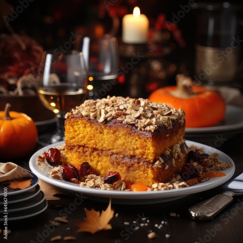 Pumpkin Cake with fall spices, dessert for Thanksgiving