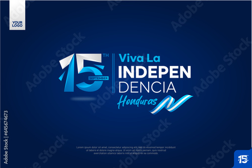 Honduras independence day logotype september 15th with flag background