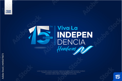 Honduras independence day logotype september 15th with flag background photo