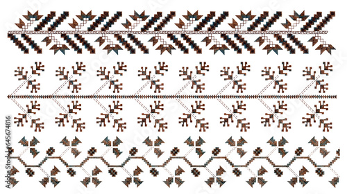 Εκτύπωση καμβά Watercolor image of Ukrainian Poltava embroidery - embroidered with satin stitch