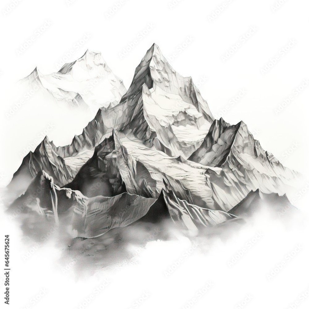 Artistic interpretations of mountain scenery ai image generated