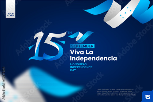 Honduras independence day logotype september 15th with flag background photo